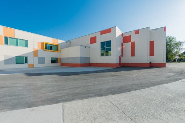 New loading bay opening cut through concrete tilt-up warehouse wall