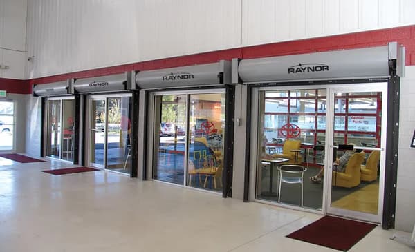 Raynor FireCoil UL-listed fire-rated rolling steel door for commercial fire separations